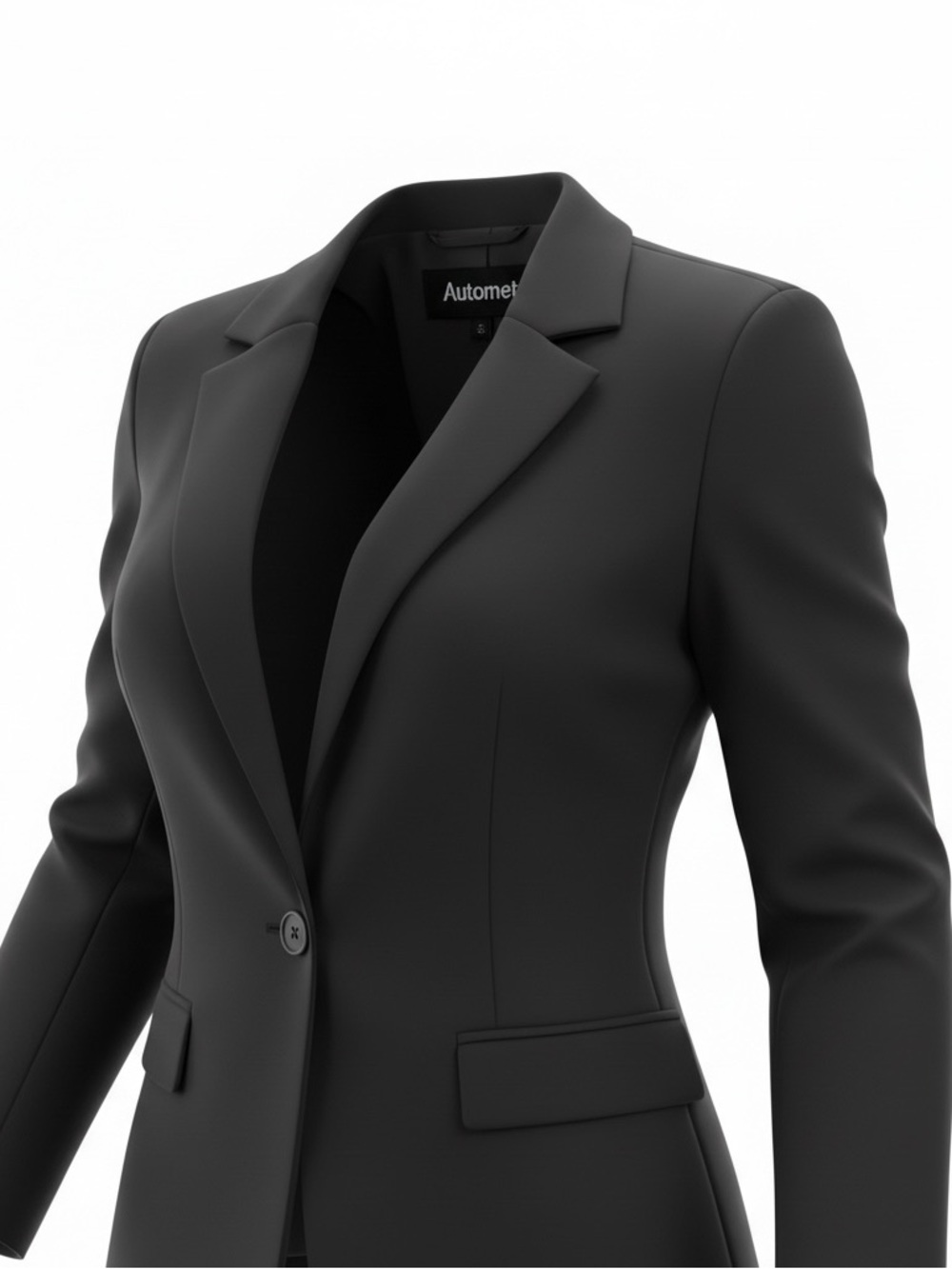Automet Black Tailored Women's One-Button Blazer